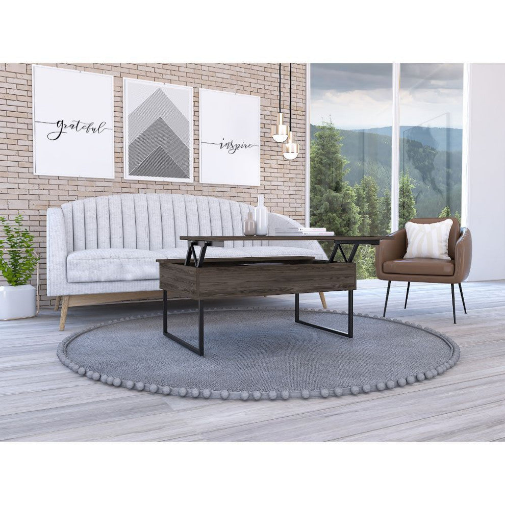 DEPOT E-SHOP Viena Lift Top Coffee Table, Dark Walnut