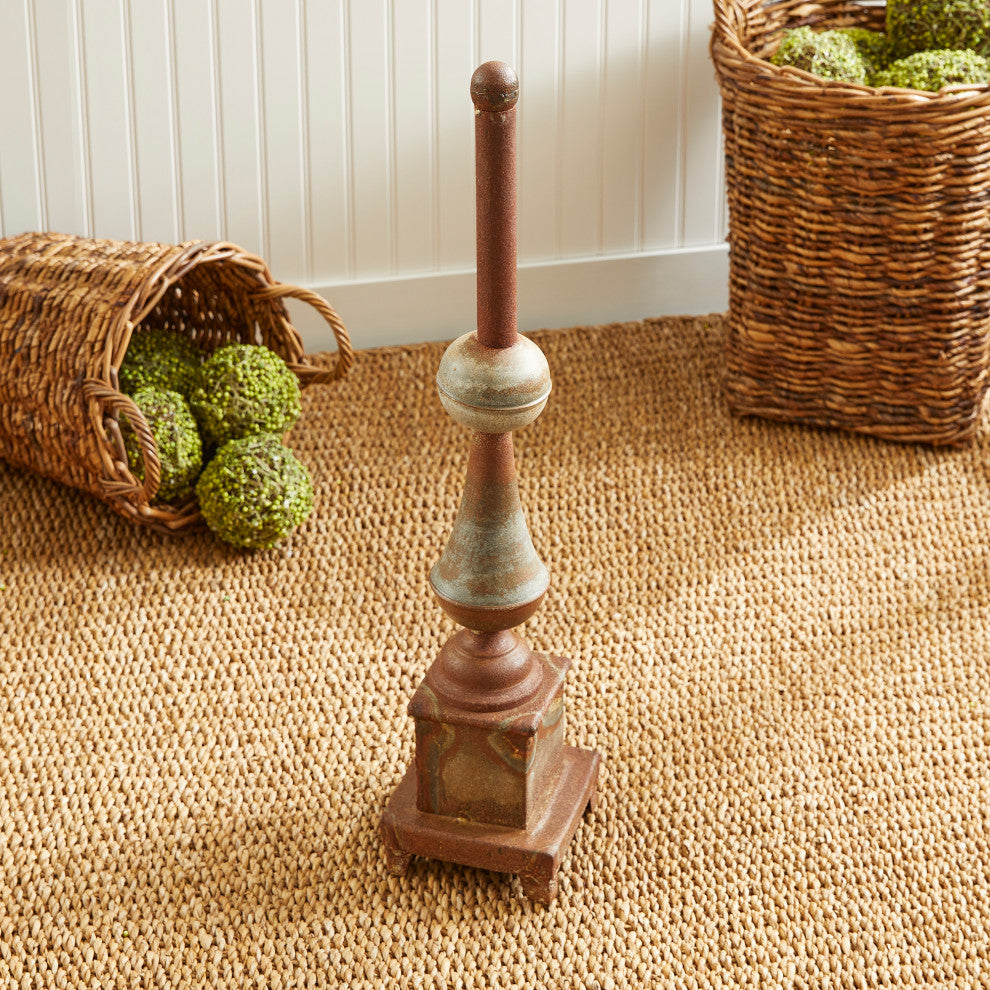 Rustic Weathered Galvanized Metal Finial Sculpture Rust Spindle Vintage Style