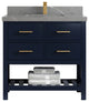 Parker 36 Single Sink Bath Vanity in Navy Blue  2" Piatra Gray