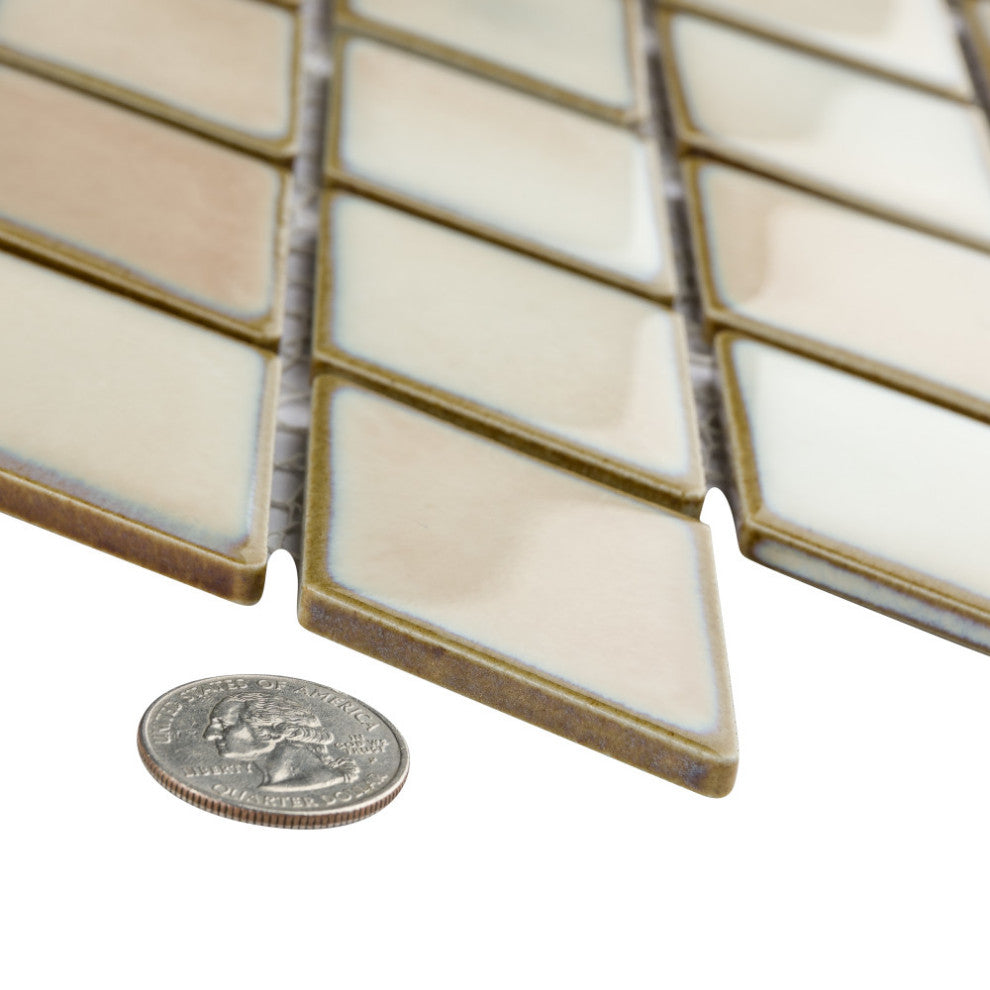 Hudson Kite Porcelain Mosaic Floor and Wall Tile, Truffle