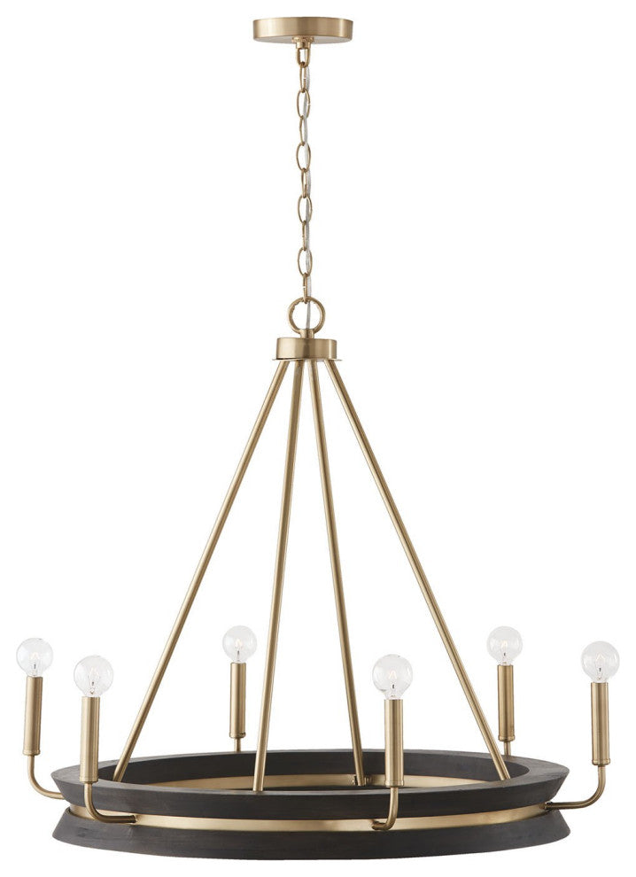 Capital Lighting Finn 6-Light Chandelier 447361KR Black Stain and Matte Brass