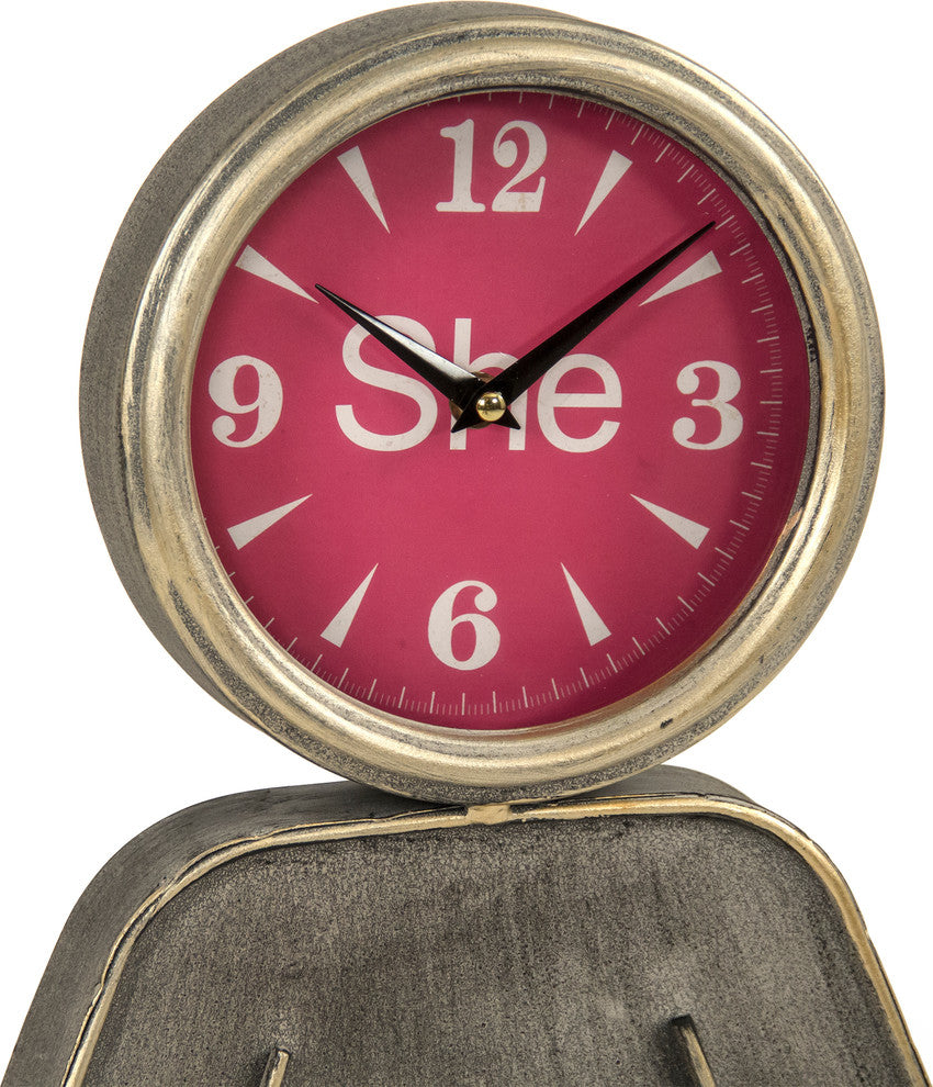 Rustic Metal Girl Wall Clock