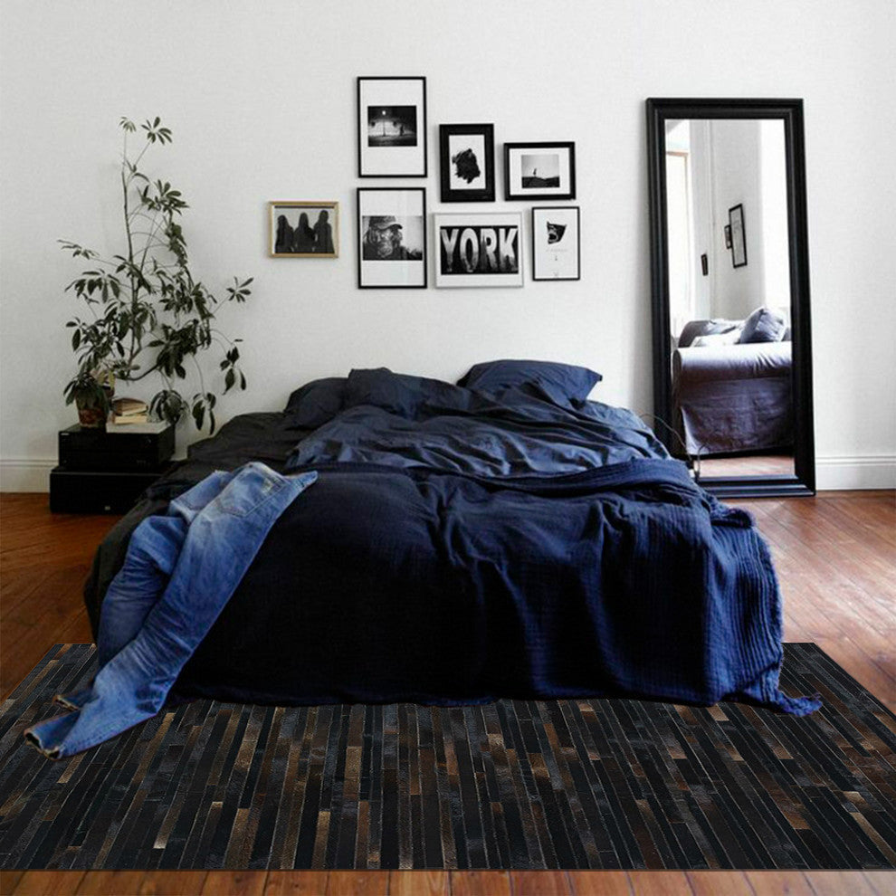 Cowhide Patchwork Rug, Miotaur, Umber, 9' X 12'