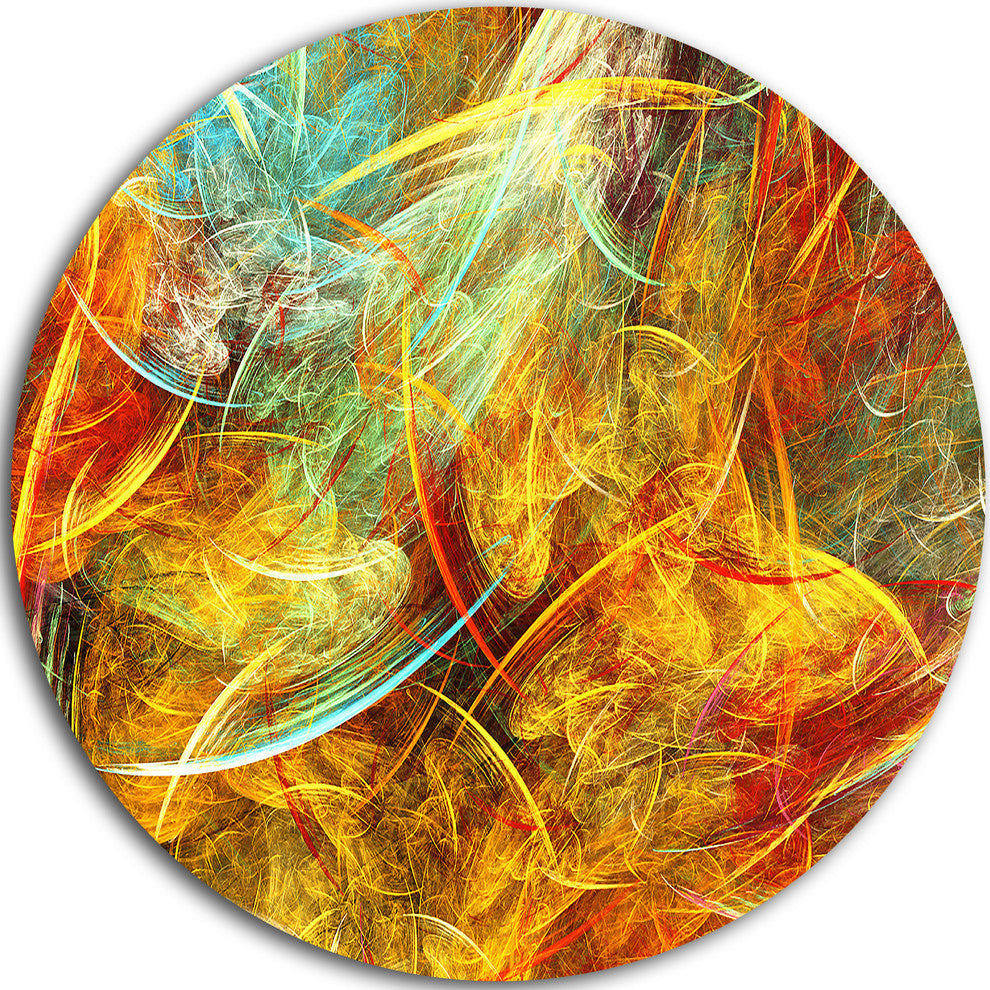 Yellow Swirling Clouds, Abstract Digital Art Round Wall Art, 38"