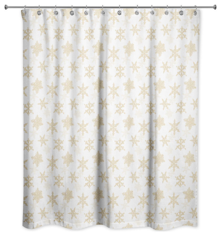 Cream Snowflakes 5 71x74 Shower Curtain