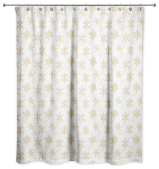 Cream Snowflakes 5 71x74 Shower Curtain