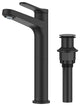 KRAUS Indy Single Handle Vessel Bathroom Faucet Matte Black, Pop Up Drain