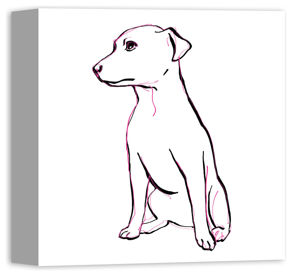 Designs Direct Sitting Pink Pup 12x12 Canvas Wall Art