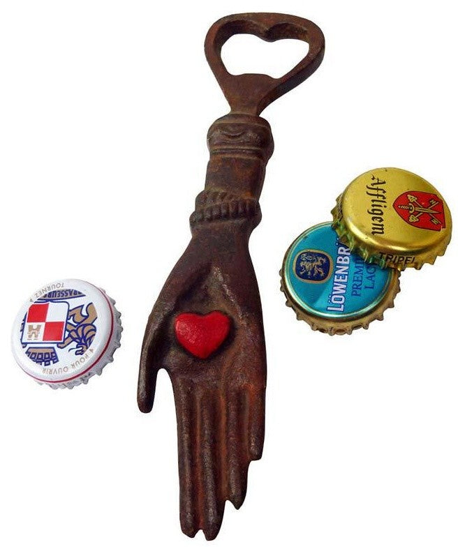 Heart in Hand Cast Iron Bottle Opener