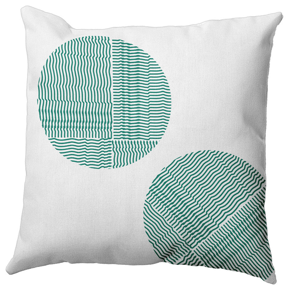 Circles Polyester Indoor Pillow, Kelly Green, 16"x16"