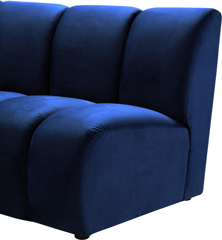 Infinity Channel Tufted Velvet Modular Chair, Navy, 7 Piece