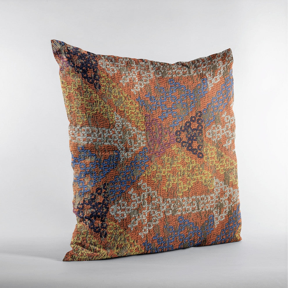 Plutus Multi-Color Lines Fret Luxury Throw Pillow, 18"x18"