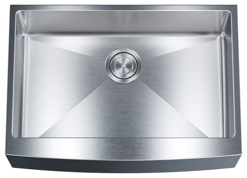 Dowell Apron Farmer Undermount Single Bowl Stainless Kitchen Sink - Small Radius, 27w X 16l X 9d