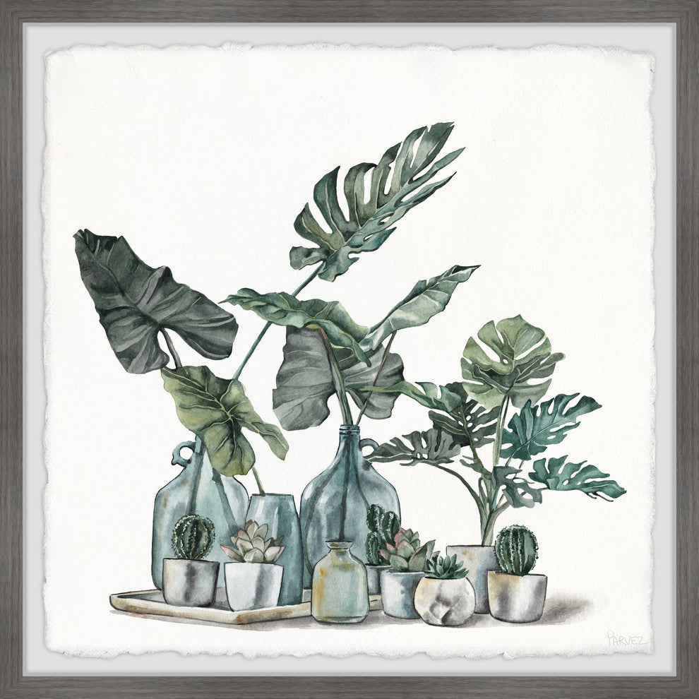 "Cactus and Palms" Framed Painting Print, 18"x18"