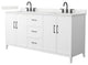 Elan 72" Double Vanity, White, Giotto Quartz Top, 3-Hole, Black Trim