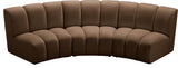 Infinity Channel Tufted Velvet Modular Chair, Brown, 3 Piece