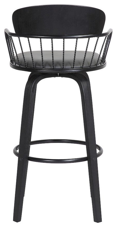Willow Upholstered Wood Swivel Bar or Counter Stool