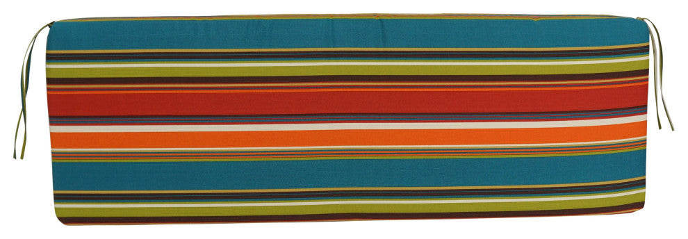 63"X19" Patterned Outdoor Spun Polyester Bench Cushion, Westport Teal