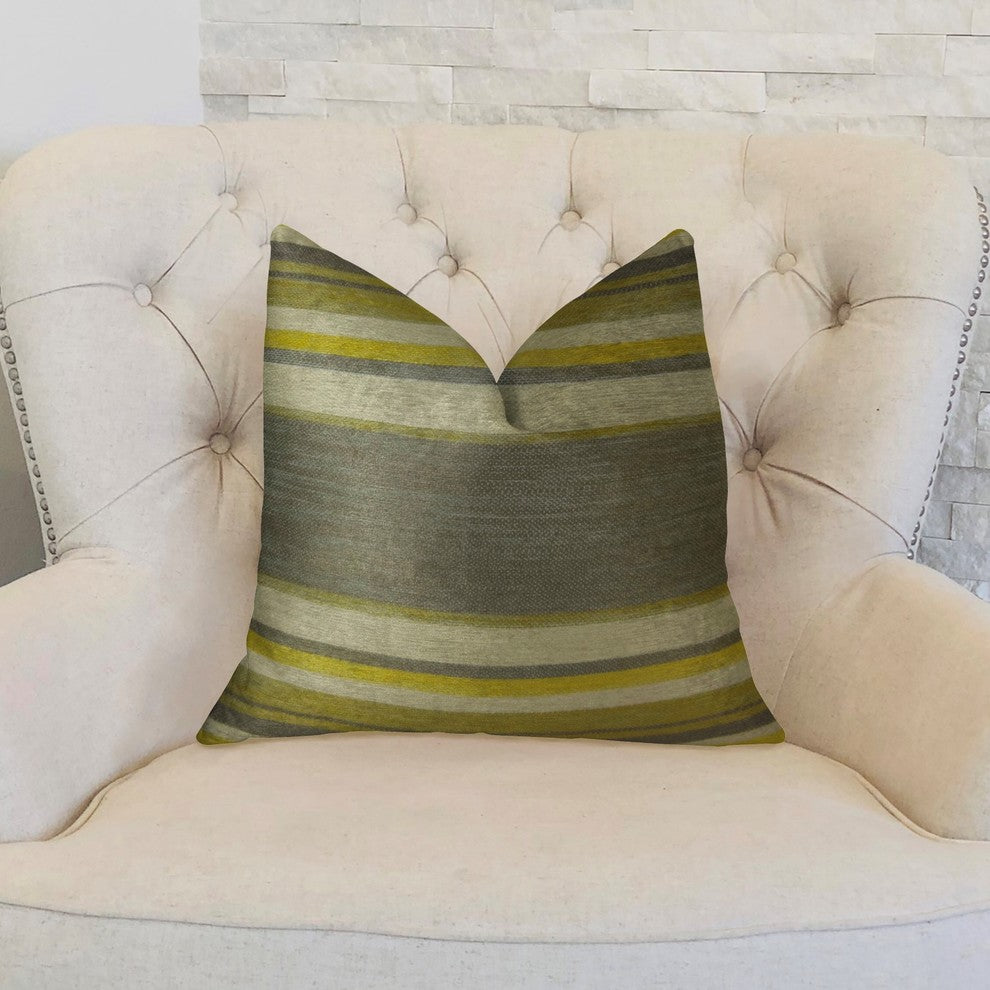 Olive and Fig Gray Citrine and Ivory Handmade Luxury Pillow, 20"x30" Queen