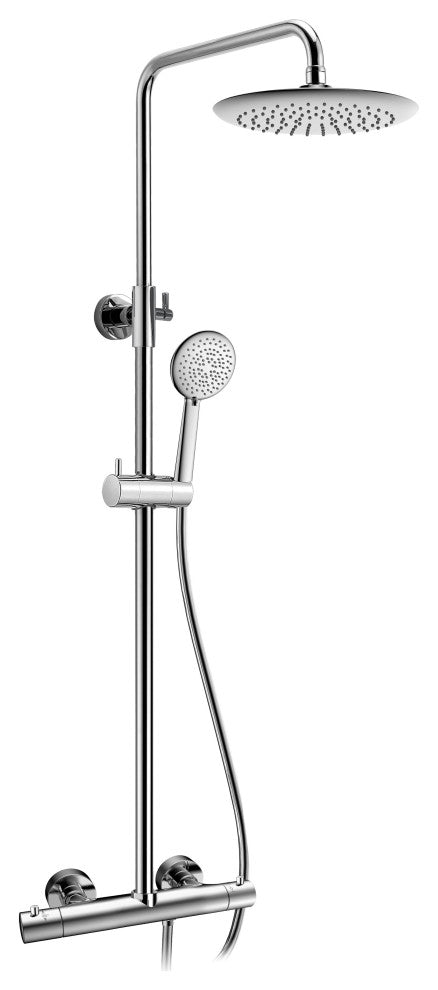 Heavy Rainfall Stainless Steel Shower Bar with Hand Sprayer, Polished Chrome