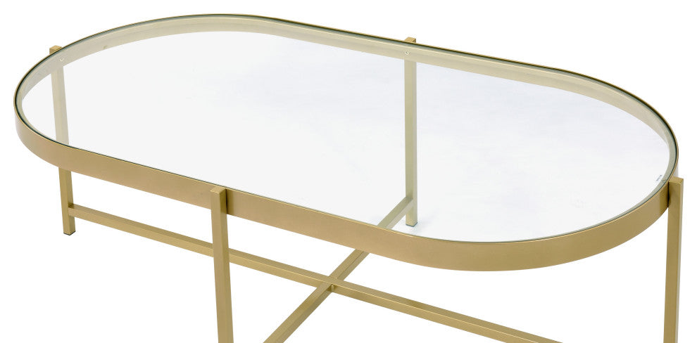 Charrot Coffee Table, Clear Glass and Gold Finish