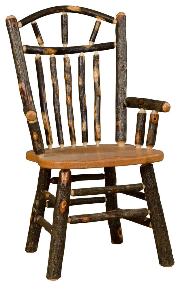 Hickory Log Wagon Wheel Chair, Set of 2, Hickory & Oak, Arm Chair