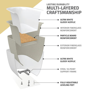 ANZZI Chand Series Freestanding Bathtub, White, 55 in.