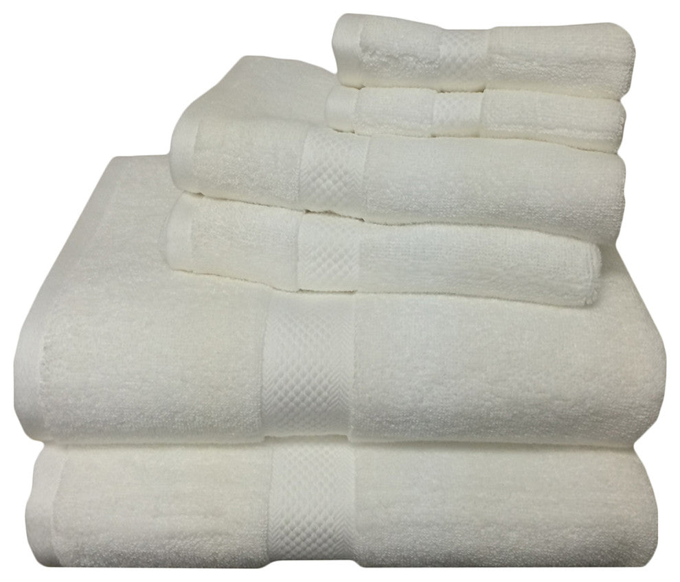 6-PC Super Soft Rayon Bamboo Cotton Towel Set, White