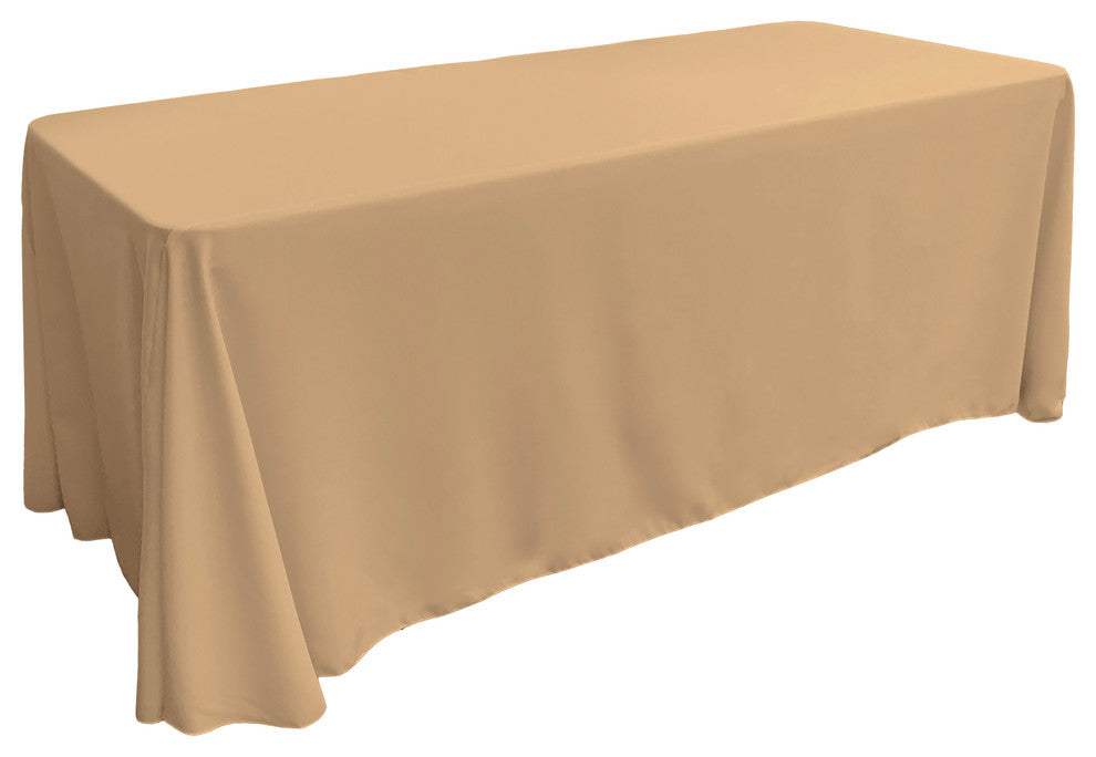 LA Linen Rectangular  Polyester Poplin Tablecloth, Khaki, 90"x156"