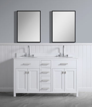 London 60-in White Bathroom Vanity Base Cabinet Without Top