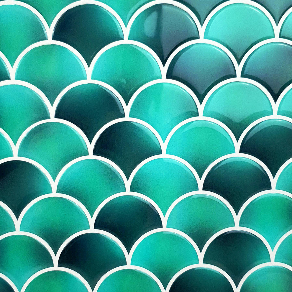 11' x 8" 3D Tile Sticker Fresh Turquoise Kitchen Bathroom, Set of 8