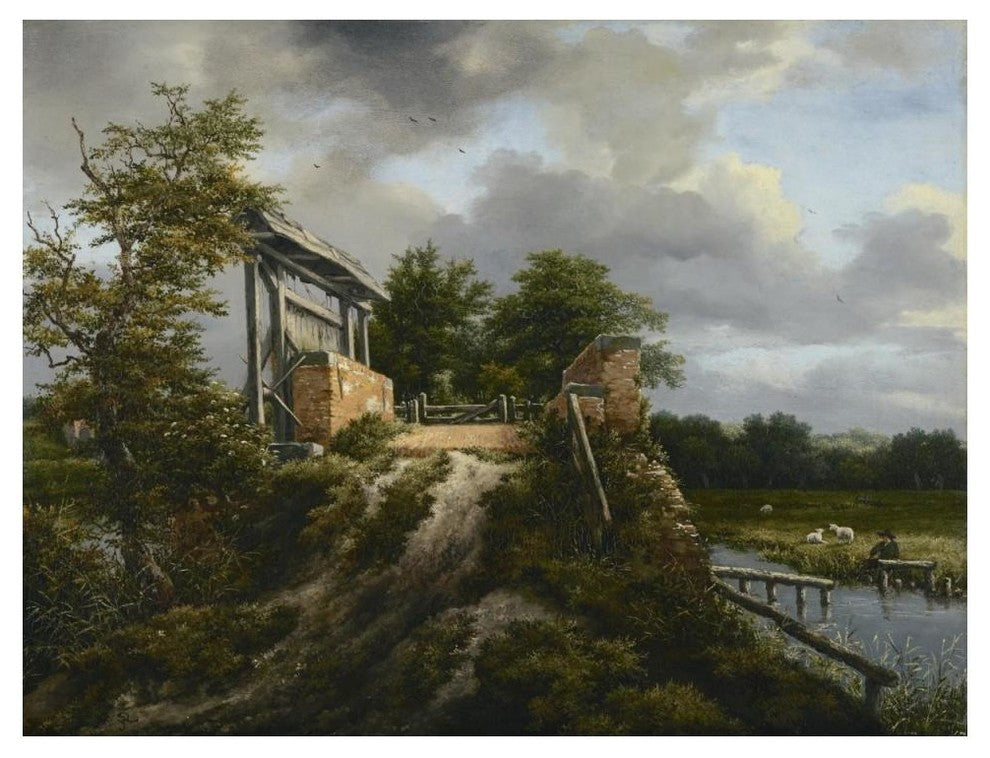 "Bridge with a Sluice" Digital Paper Print by Jacob van Ruisdael, 50"x38"