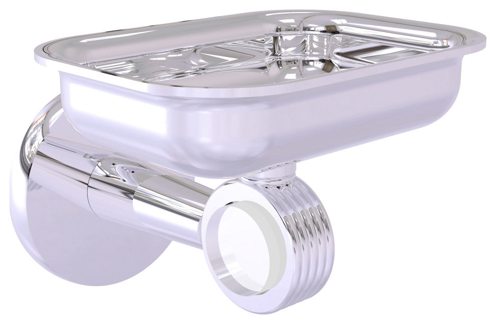 Clearview Wall Mounted Soap Dish Holder with Groovy Accents, Polished Chrome