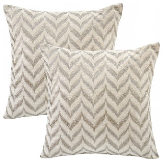 Jacquard Chenille Pillow Covers, 2-Piece Set, Silver, 20"x20"