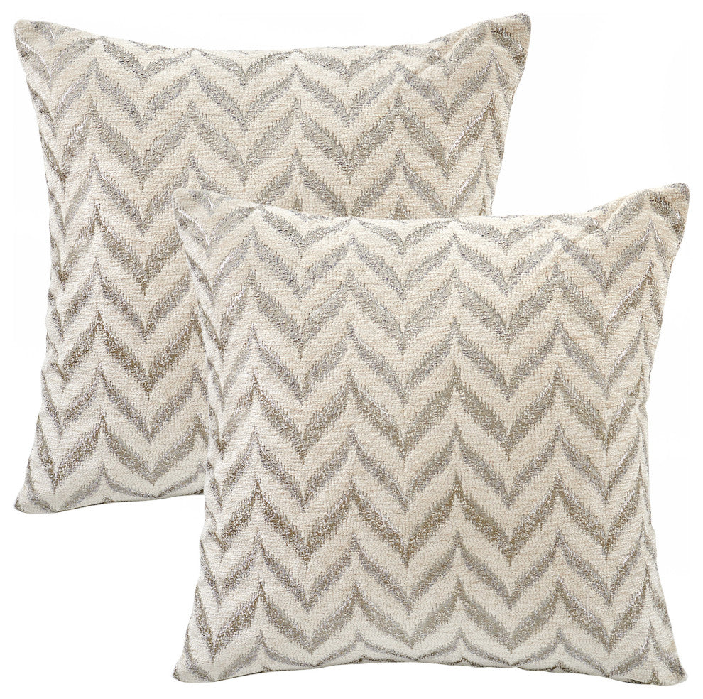 Jacquard Chenille Pillow Covers, 2-Piece Set, Silver, 20"x20"