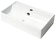 White 22" Rectangular Wall Mounted Ceramic Sink With Faucet Hole