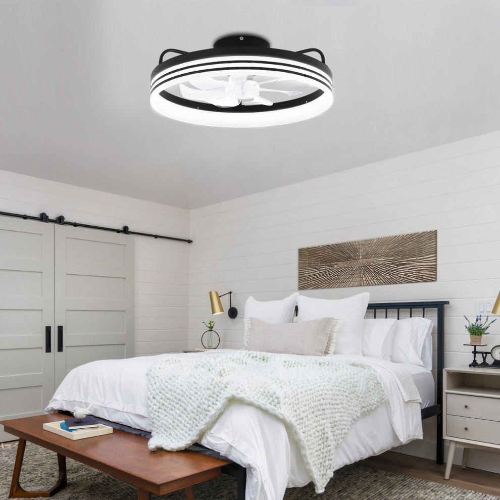 20" Low Profile Reversible Ceiling fan 6-Speed Dimmable Remote and APP Control, Black