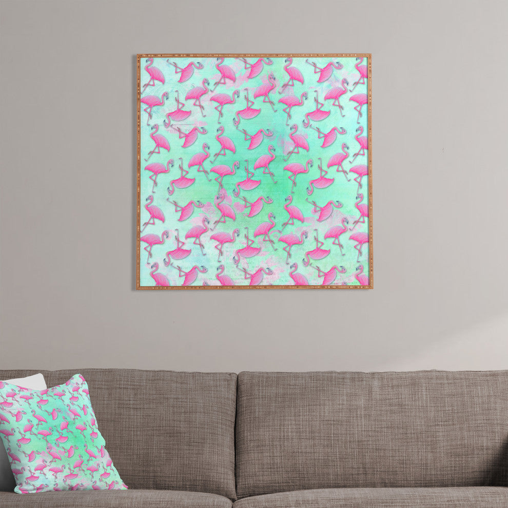 Deny Designs Madart Inc Pink And Aqua Flamingos Framed Wall Art
