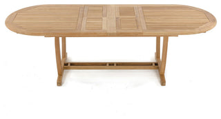 9-Piece Outdoor Teak Patio Dining Set: 94" Masc Oval Table 8 Osbo Armless Chairs