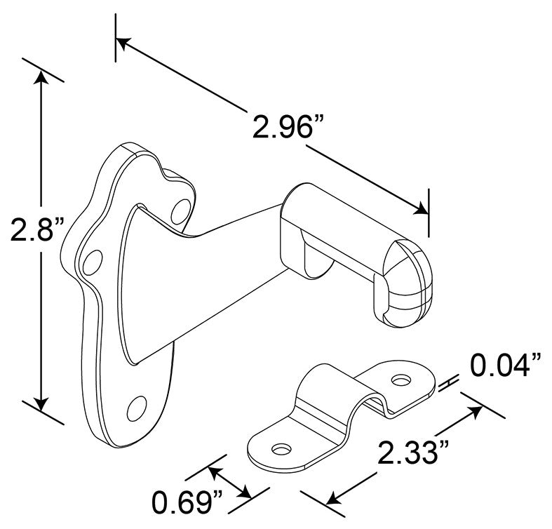 1Ea Handrail Bracket With Screws Satin Nickel
