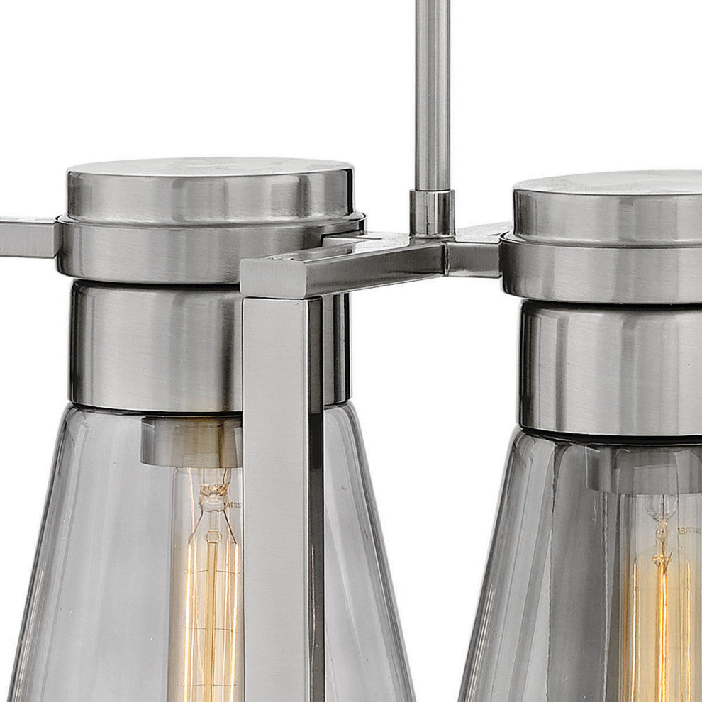 Hinkley Refinery Six Light Linear, Brushed Nickel With Smoked Glass