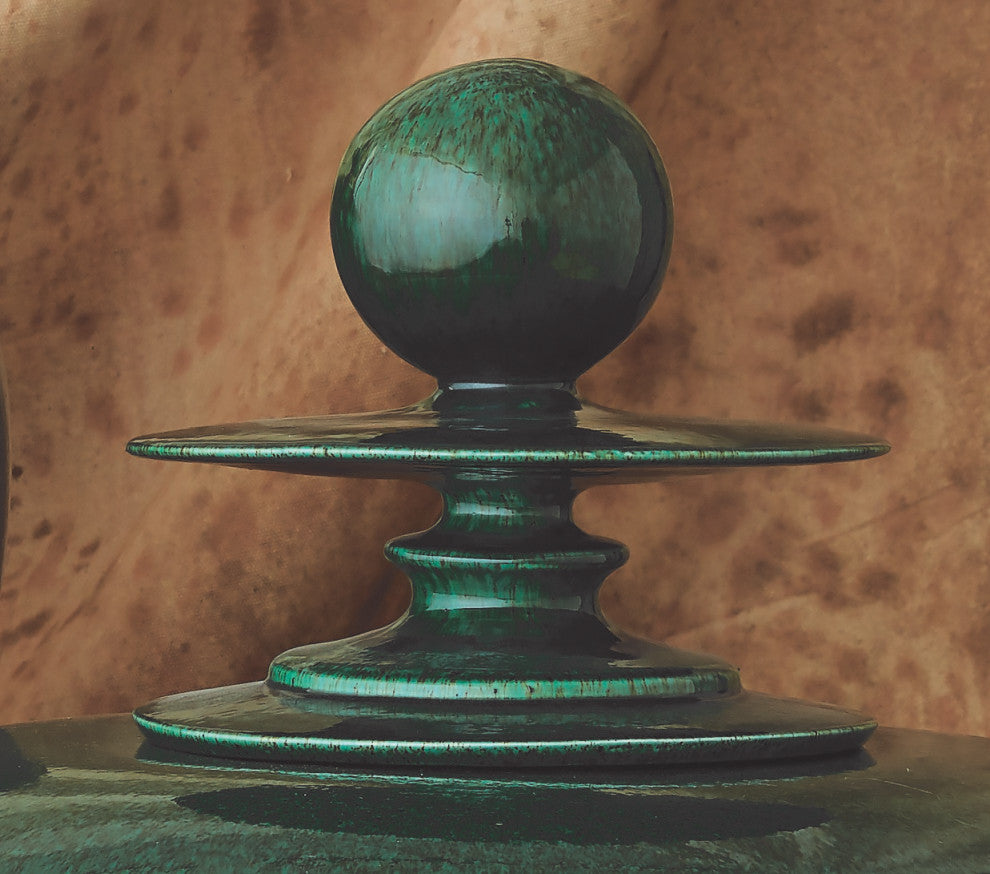 Luxe Oversize MidCentury Modern Ginger Jar  Fat Emerald Green Finial Decorative