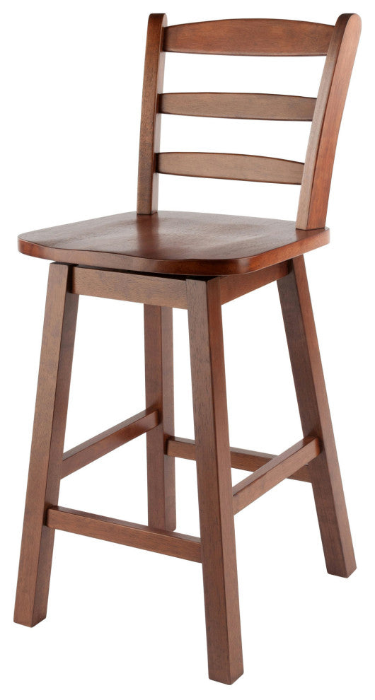 Scalera Ladder-back Swivel Seat Counter Stool, Walnut