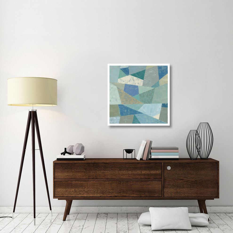 "Teal Geo Metric" Digital Paper Print by Silvia Vassileva, 32"x32"