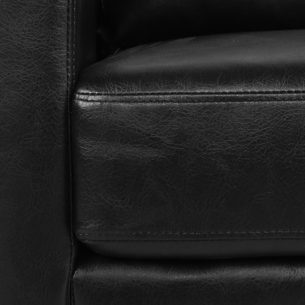 Dowd Mid Century Modern Faux Leather Club Chair, Midnight/Dark Brown