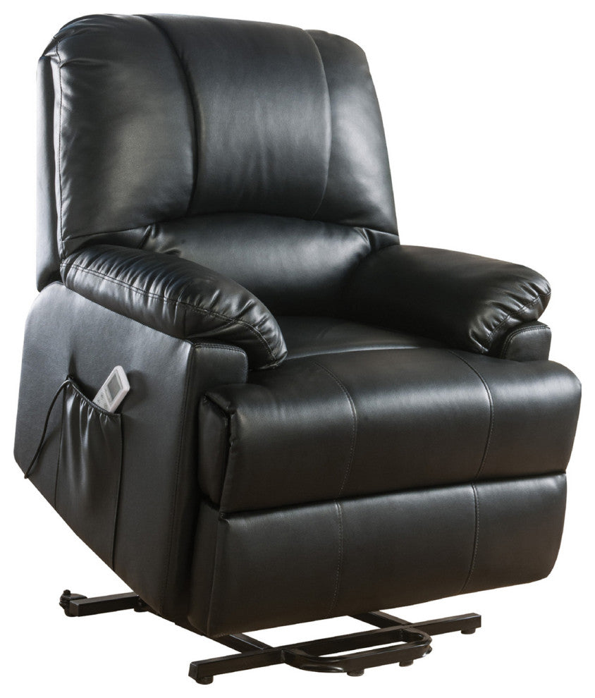 Black PU Upholstered Recliner With Power Lift and Massage