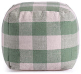 Spring Sky 20" x 20" x 20" Ivory and Green Pouf