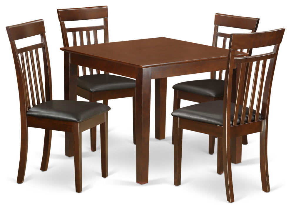 5 Pc Kitchen Table Set With A Dining Table And 4 Kitchen Chairs, Mahogany