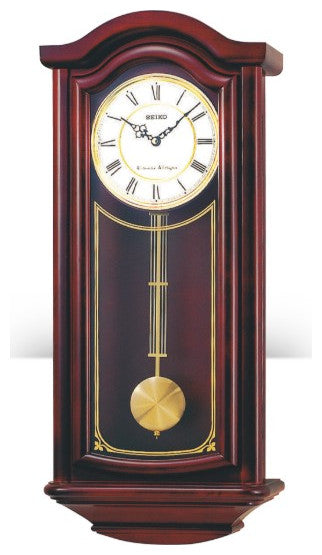 Seiko Clocks, Mahogany Wall Clock With Pendulum
