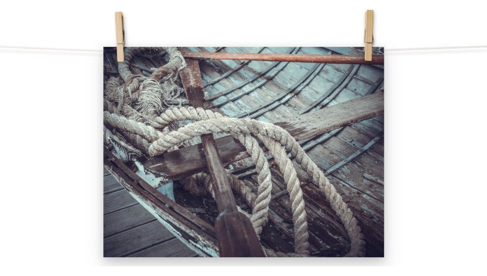 Vintage Boat Oars and Ropes Nautical Photo Loose Wall Art Prints, 12" X 16"